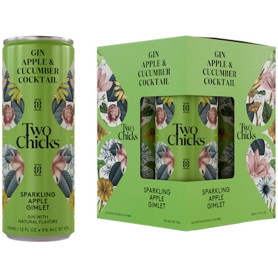 Two Chicks, Sparkling Apple Gimlet Gin Cocktail 4-Pack